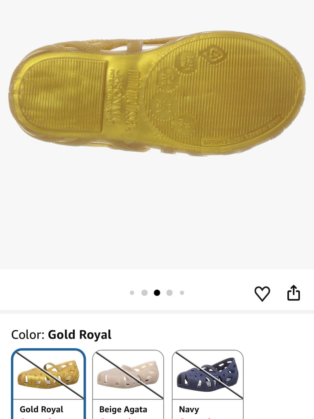 Mini Melissa x Jason Wu Kids Gold Mary Jane Jelly Sandals Size 12 - Picture 4 of 12